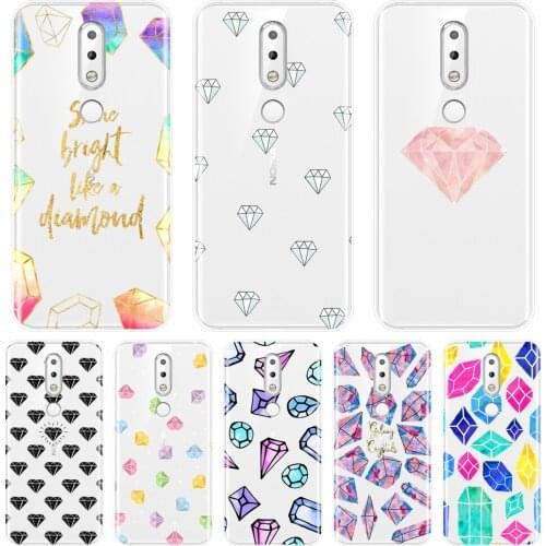 Phone Case Silicone For Nokia 2.1 3.1 5.1 6.1 7.1 Diamond Gem Gemstone Black Soft Back Cover For Nokia 7.1 6.1 5.1 3.1 2.1 Plus