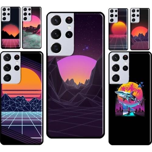 80S Vaporwave Retro Synthwave Sunset Phone Case For Samsung Galaxy S8 S9 S10 Plus S20 FE Note 10 Plus Note 20 Ultra S21 Coque