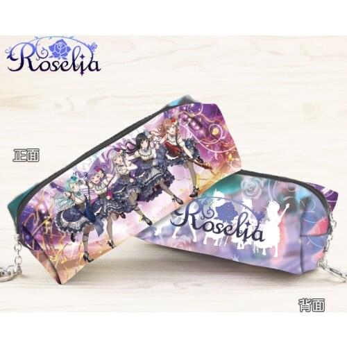 Anime BanG Dream Rosalia PU Leather Pencil Case Girls Boys Zipper Cosmetic Bag