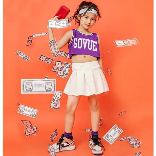 Kids Hip Hop Clothing Crop Tank Tops vest Mini Skirt for Girls Cheerleader Singers Dance Wear Costume Clothes Show Outfits