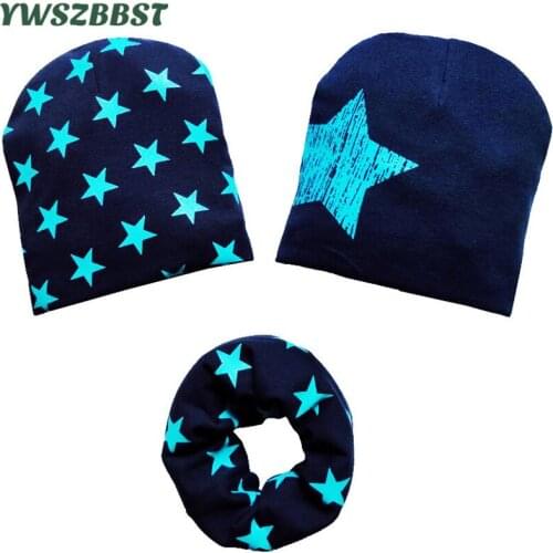 New Fashion Autumn Winter Cotton Children Hat Scarf Set Boys Girls Cap Baby Hat Kids Beanies Caps Toddlers Hat Scarf Collars
