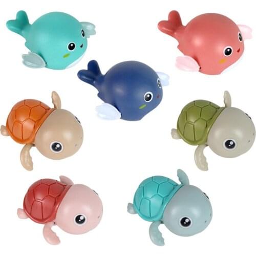 Baby Bath Toys Cute Cartoon Tortoise Dolphin Duck Crab Cow Infant Swim Water Toy Classic Chain Clockwork Kid Bath Toy