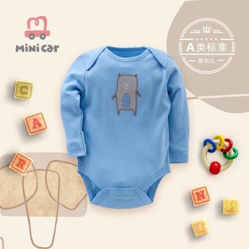 Baby romper newborn open file one piece baby spring and autumn long sleeve creeper pure cotton