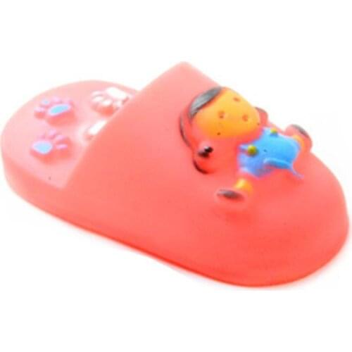 1pc Puppy Slipper Toy Bite Resistant Cartoon Paw Dog Teething Toy Pet Squeaky Toy Pet Supplies Random Color