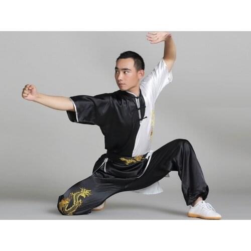 Men Women Kids Boys Short Sleeve Tai Chi Suits Wingchun Taiji Wear Wushu Embroidered Kung Fu Uniform Martial Arts Clothes Set