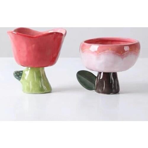 Pink Ceramic Flower Mug 얼굴 200ml Tableware Mug Girl Dessert Bowl Ceramic Drinkware Milk Coffee Cup tazas de café термокружка