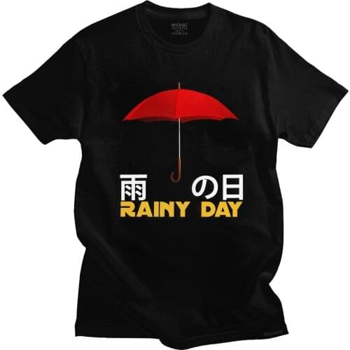 Rainy Day Rain Doll Umbrella T Shirt Men Soft Cotton Graphic T-shirt Short Sleeves Weathering With You Tee Top Loose Fit Apparel