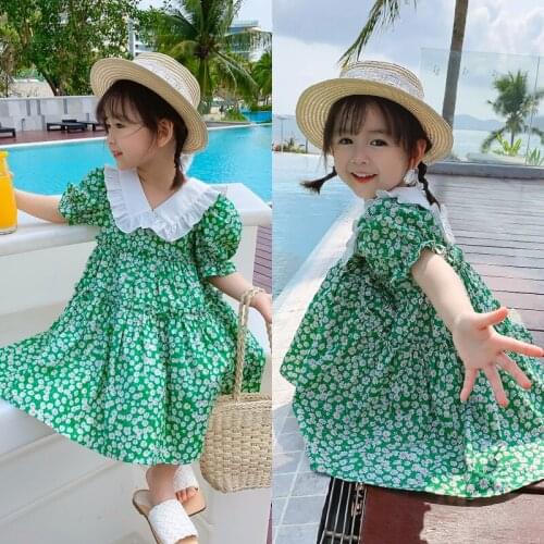 Girl Summer Cute Lady Doll O-Neck Collar Floral Lovely Dress Gentle Temperament Pink Dress Bridesmaid Dresses