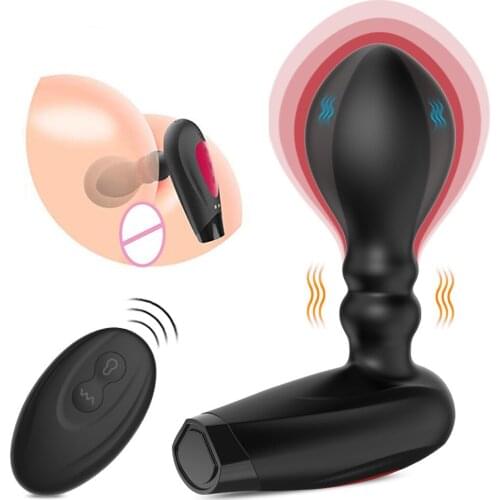 Remote Control Inflatable Anal Plug Strong Vibrating Expandable Big Butt Plug Dildo Pump G-spot Prostate Massage SM Anal Sex Toy