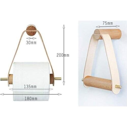 New Paper Towel Rack Bathroom Kitchen Wooden Pure Copper Wall-Mounted Roll Paper Holder Nordic Perforated Napkin Racks