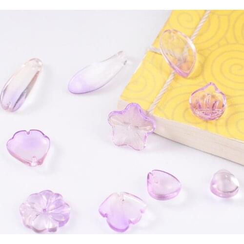 Wholesale Retail New Fashion 10Pcs/Lot Color Stained Glass Petals Beads Pendant for Jewelry Making Necklace DIY Findings