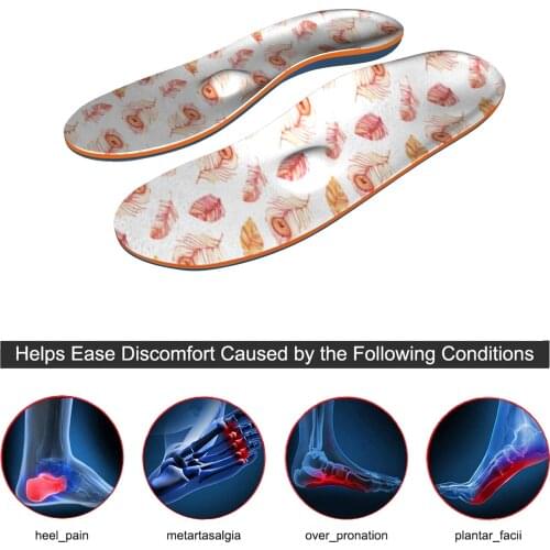 Orange High Arch Support EVA-Orthotic Insoles Memory Foam Designed For Underpronation Running Athletic Shoe Insoles Women Men