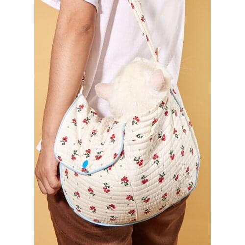 Dog Cat Sling Carrier, Pet Dog Carrier Camellia Tote Bag Hands Free Adjustable Padded Strap Breathable Polyester Soft Carrying T