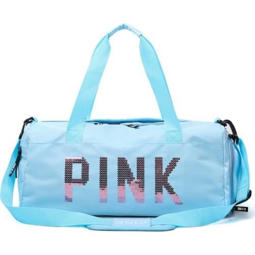 Sequins PINK Travel Bag Women Fitness Training Bag For Sports Gym Female Yoga Dry Wet Separation With Shoes Bags