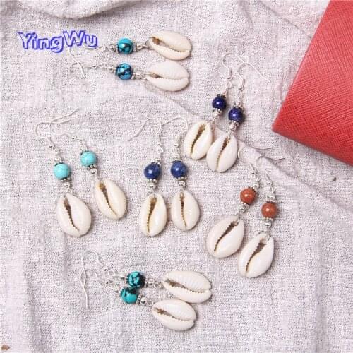 Shell Cowrie Earrings Natural Stone Beads Drop Earrings Fashion Seashell Statement Eardrop Danglers Women Summer Jewelry Gifts