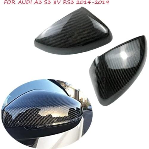 Carbon Fiber Car Rearview Mirror Replacement Covers Side Wing Rearview Mirror Protection Cover Caps For Audi A3 S3 RS3 2014~2019