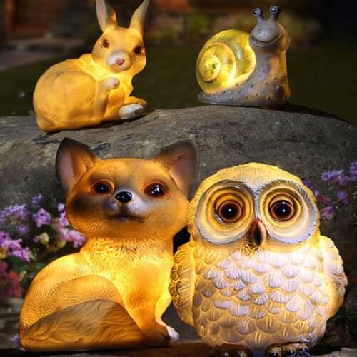 Owl Solar Light Garden Decoration Street Lights Cute Rabbit Outdoor Lawn Lamp for Courtyard Waterproof Grass Decor