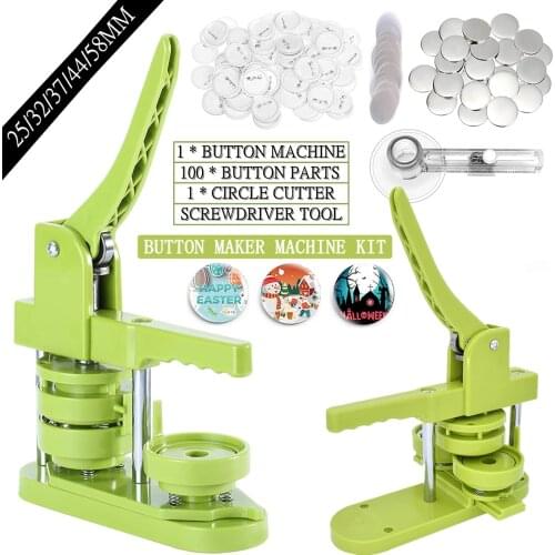 DIY Pin Badge Button Maker Machine Kit 25/32/37MM with 100-Sets Button Part+Circle Cutter Badge Press Button Making Mold Machine