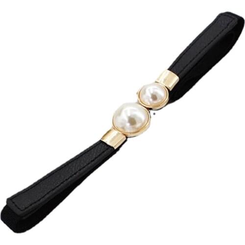 Women Apparel Fashion Accessories Casual Elastic Waistband Strap For Dress Skirt Shopping Ladies Double Pearl Belt PU Leather