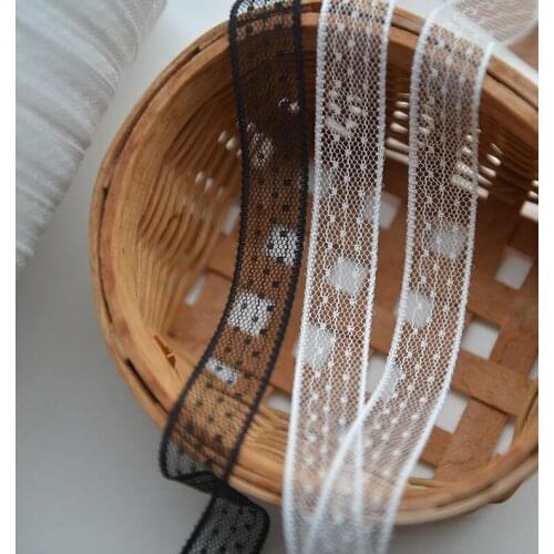 10 Meters Flower Lace Ribbon DIY Dress Gift Packing Garment Material White Black Smooth Lace Trims Sewing Accessories 1.5cm