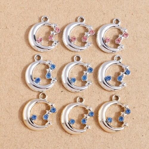 10pcs 14*17mm Alloy Moon Star Charms for Making Cute Drop Earrings Pendants Necklaces Bracelets DIY Jewelry Findings Accessories
