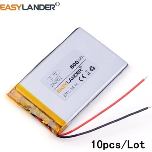 10pcs /Lot 3.7v lithium Li ion polymer rechargeable battery 283562 800mAh for the solar energy super thin battery