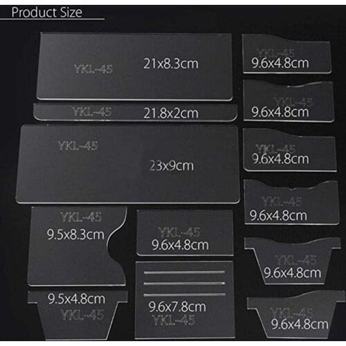 13x New Clear Acrylic Wallet Pattern Stencil Template Set Leather Craft DIY Tool 066F