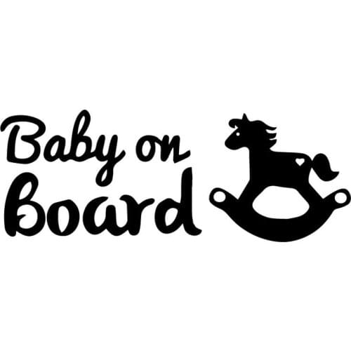 17.7X6.6CM Rocking Horse Baby On Board Warning Car Sticker Rear Windshield Decoration Bumper Vinyl Decal