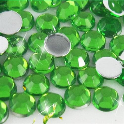 2-12MM DIY Bling Middle Green Color Acrylic Rhinestones Faceted Flatback Acrylic Stones no Glue for Hand Craft Arts Decoration