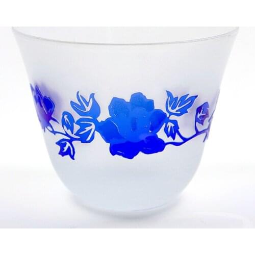 Japanese Edo Kiriko 60ml Frosted Shot Glass Cup Sake Glasses Sandblast Glass Blue Flower bowl galss Cold tea cup