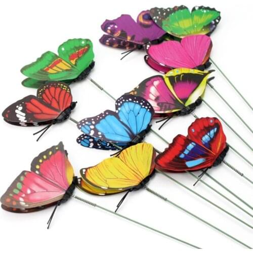 30pcs 12cm Butterfly Stakes Yard Planter Picks Flower Pot Stick Bed Garden Butterflies Party Decorations (Random Color)