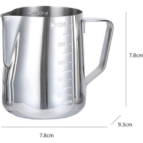 350 600 1000ml Stainless Steel Frothing Pitcher Pull Flower Cup Coffee Milk Mugs Milk Frother with Scale Latte Art Kitchen Acces