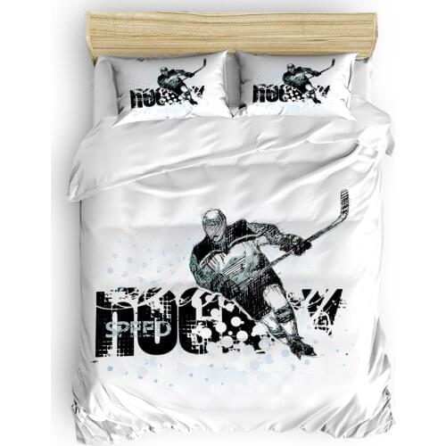 Ice Hockey Player Ice Speed 4 Pcs Comforter Cover Set 4 Pcs Bedding Sets All Souls Day Columbus Day Living Room Childrens