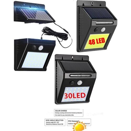 48/30 LED Waterproof Solar Buitenlamp Outdoor Lamp Motion Sensor Detector Wall Light Path Garage Patio Lighting Security Night L