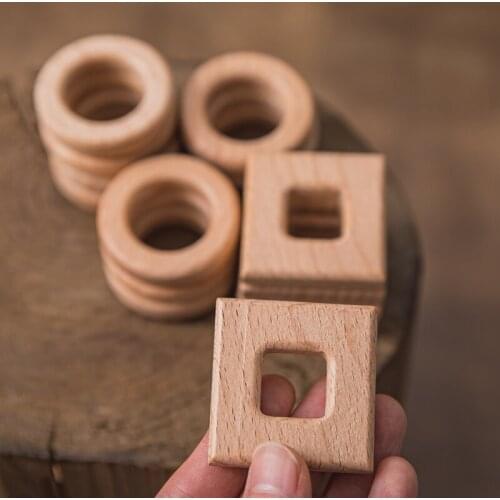 5pc Baby Teether Wooden Ring Teething Pendants BPA Free Wooden Beech Ring Toys Pacifier Chain Pendants Nurse Gifts Baby Products