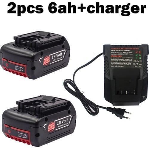 Vakaumus 2021/ For Bosch 18V Battery 6.0ah Backup Battery Portable Replacement BAT609 With Indicator Light With Charger