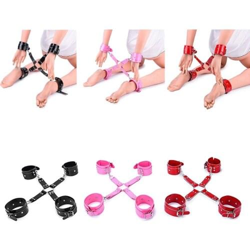 Backhand Binding SM Game Restraint Cross Hands and Feet Buckle Handcuffs Ankle Cuff Bondage Sex Toys for Women and Men