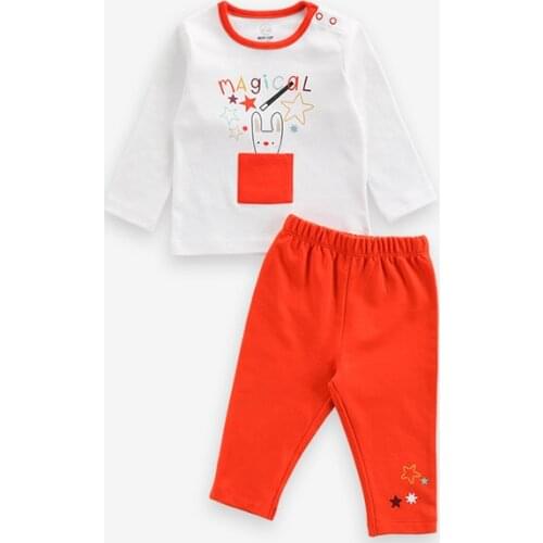 Car baby suit baby clothes spring and autumn chicken flower thin two piece suit out clothes