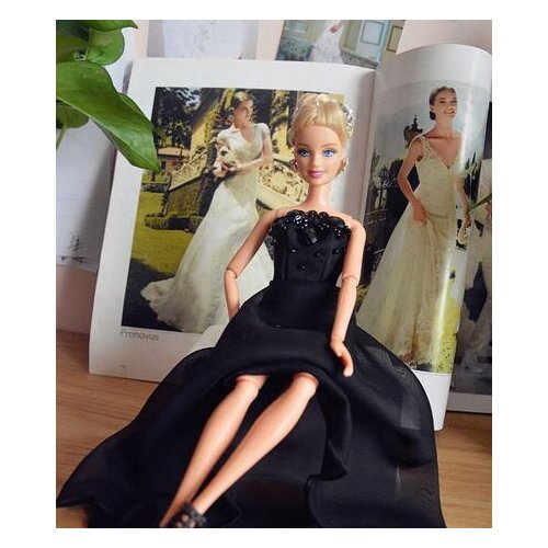 Autonomous design handmade black dress Doll Accessories Evening Wedding Dress Clothes For BB Doll BBI263