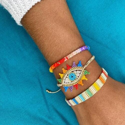 Go2boho Boho Rainbow Bracelet For Girls Miyuki Evil Eye Bracelets Jewelry Women Beads Woven Friendship Gifts Summer Pulseras