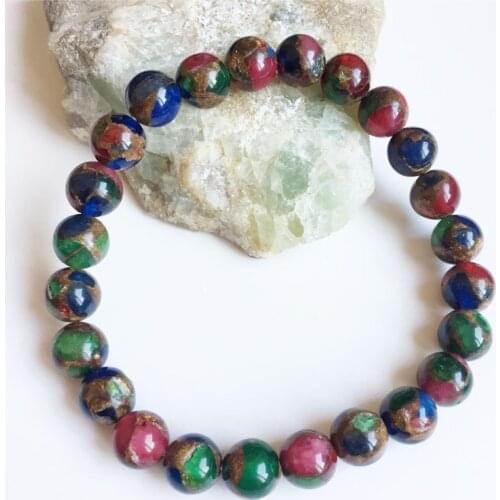 8MM Blue Green Red Jade Bracelets For Women Men Natural Stone Beads Round Shape Relief School Student Friend Jewelry Gift