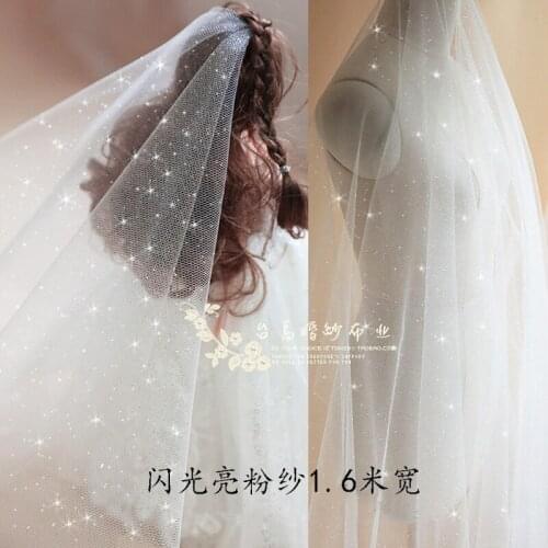 50x160cm Bronzing mesh decorative fabric wedding dress cloth ivory white stage costume fabric shiny yarn
