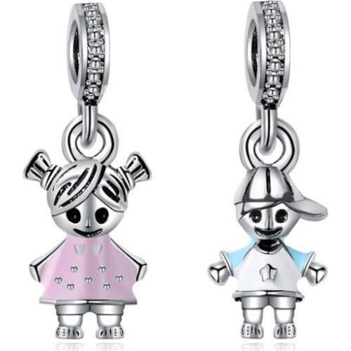 Btuamb Maxi Baby Boy Girl Enamel Alloy Pendant Beads Fit Pandora Charm Bracelets Bangles for Women Jewelry Making Handmade Gift
