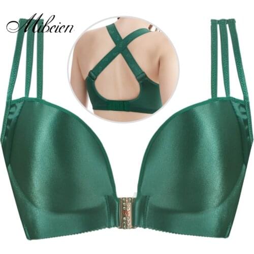 Three independent shoulder straps Plus size bra Front buckle and back buckle design Womens cross beautiful back plus size under