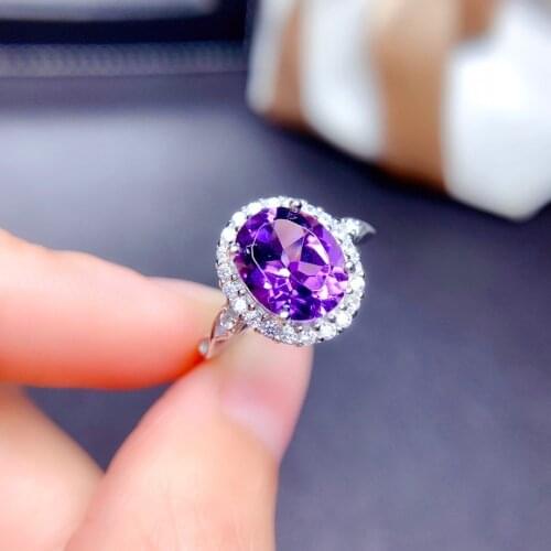 BLACK ANGEL 8 Hearts 8 Arrows Mysterious Amethyst 925 Silver Purple Zircon Gemstone Rings Women Exquisite Fine Jewelry Accessory