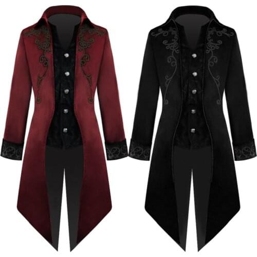 Men Vintage Luxury Steampunk Custome Cosplay Coats Retro Mens Gothic Punk Costume For Party Tailcoat Men Outwear Tuxedo Medieval