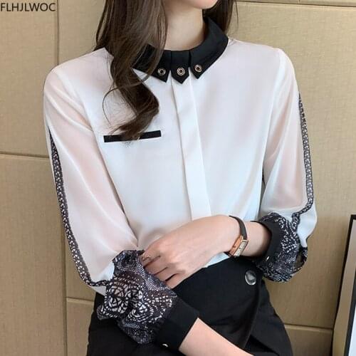 Hot Sales Fenimine Elegant Tops Women Fashion Long Sleeve Patchwork Black Lace Solid White Office Lady Shirts Blouses D1465
