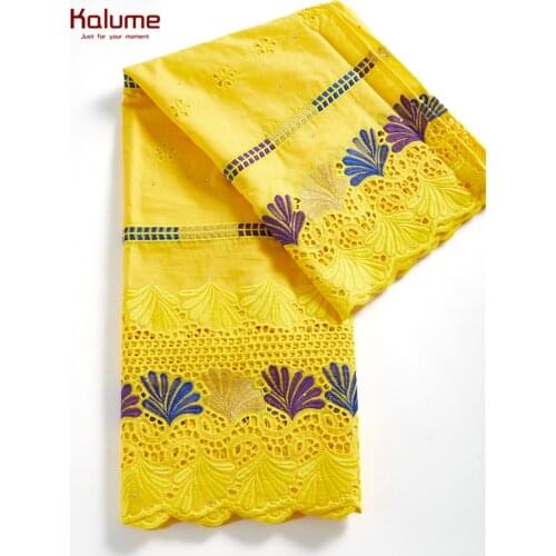 Kalume 2021 New Fashion 100% Cotton African Lace Fabric 5 Yards Comfortable Nigerian Cotton Lace Fabric For Wedding Dress F2293