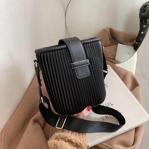 Intage High Quality PU Leather Zipper Bucket Crossbody Bag for Women Handbag Clutch Women Shoulder Purses Brand