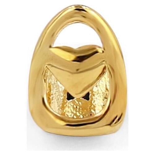 TOPGRILLZ Open Face Heart Shaped Grillz Cap Gold Tone Hip Hop Hollow Single Tooth Grill Teeth Gills